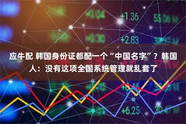 应牛配 韩国身份证都配一个“中国名字”？韩国人：没有这项全国系统管理就乱套了